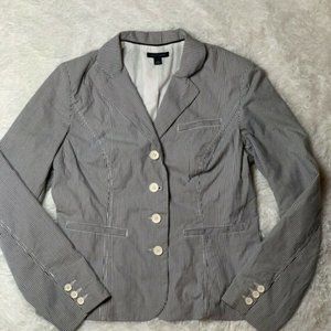 Tommy Hilfiger Womens Gray  Sleeves Striped Jacket